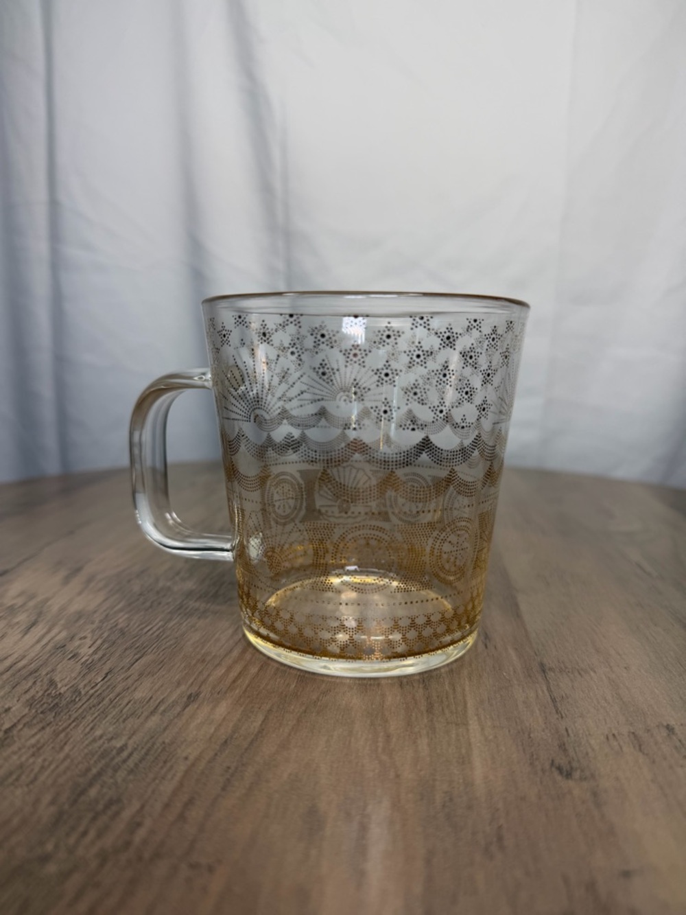 Starbucks 2017 Golden Sea Pattern Anniversary Collection Glass Mug, 14 oz